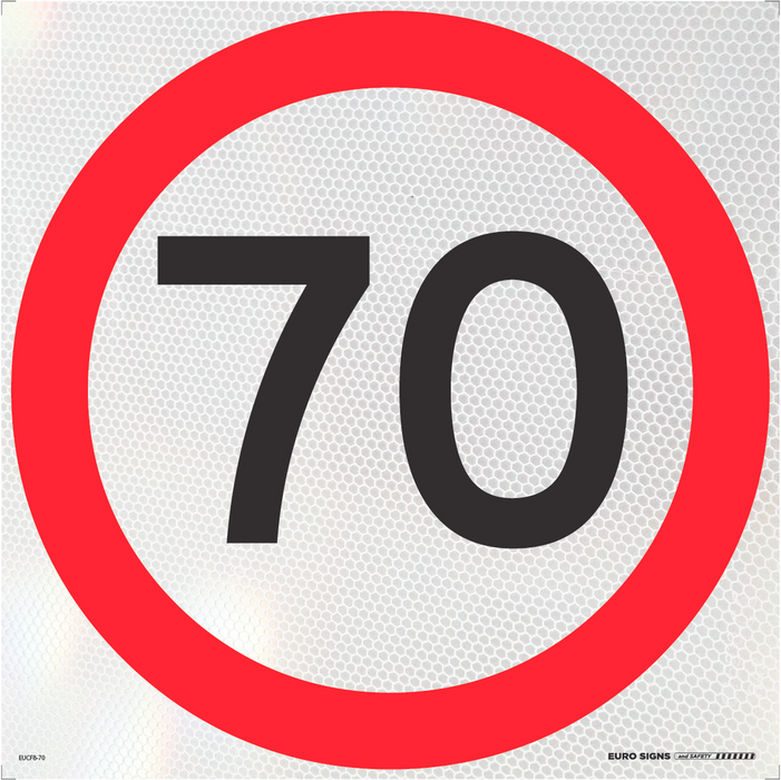 Sign Speed 70km Class 1 Refelct Blk/Red/Wht - 600 x 600mm CORF