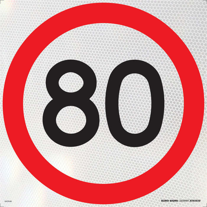 Sign Speed 80km Class 1 Refelct Blk/Red/Wht - 600 x 600mm CORF
