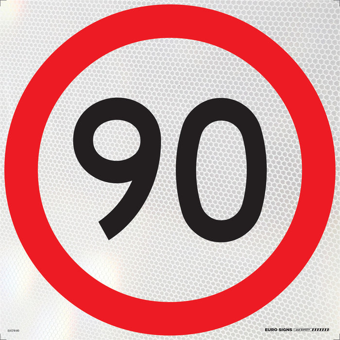 Sign Speed 90km Class 1 Refelct Blk/Red/Wht - 600 x 600mm CORF