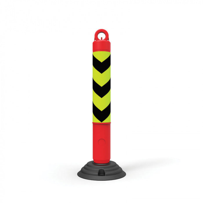 Bollard Poly REBOUND Red with Reflec Sleeve & Chain Loop