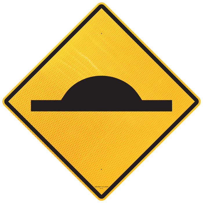Sign HUMP diamond Class 1 reflc Blk/Ylw - 600 x 600mm ALUM