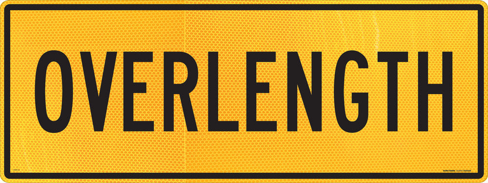 Sign Vehicle OVER LENGTH Class1 reflc Blk/Ylw - w1200 x h450mm ALUM