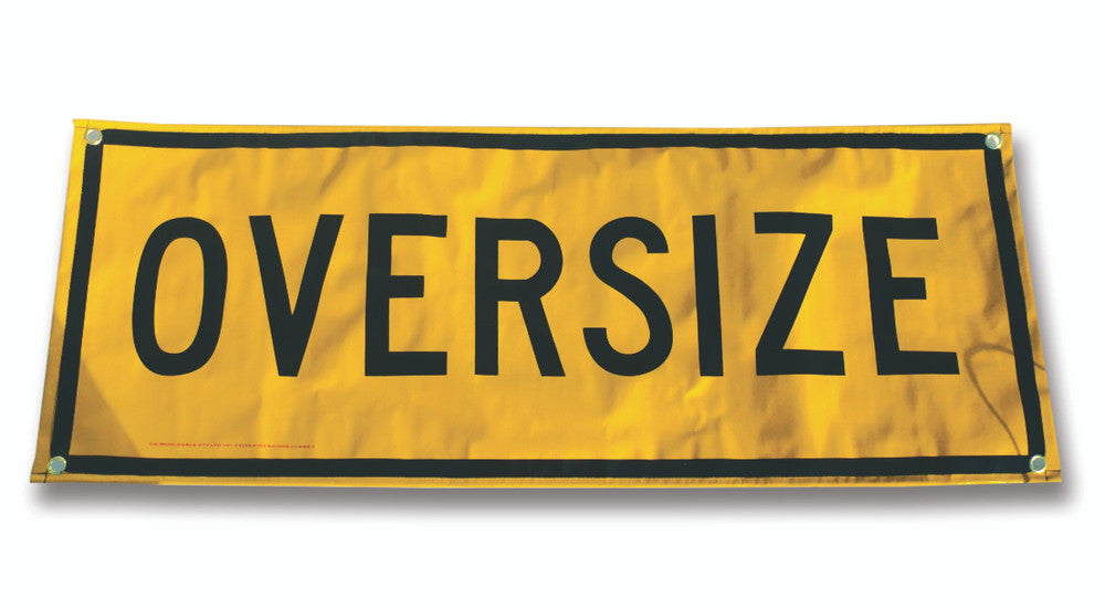 Sign Vehicle OVERSIZE with ropes Class2 reflc Blk/Ylw - w1200 x h450mm BANNER
