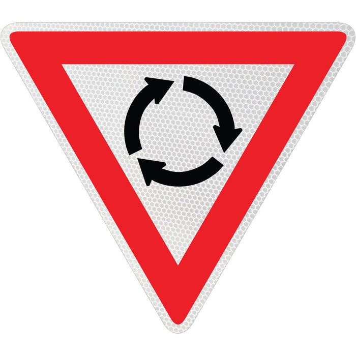 Sign ROUNDABOUT GRAPHIC triangle shape Class 1 Reflec Blk/Red/Wht - 750mm ALUM
