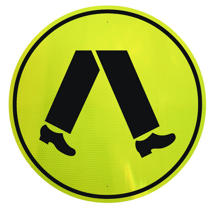 Sign Walking Legs SYMBOL Blk/FluroYel/Grn - dia 600mm ALUM