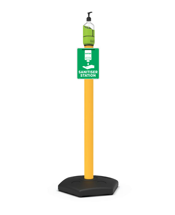 Sanitiser Station PVC Post + Base + Pump Bottle + Sign
