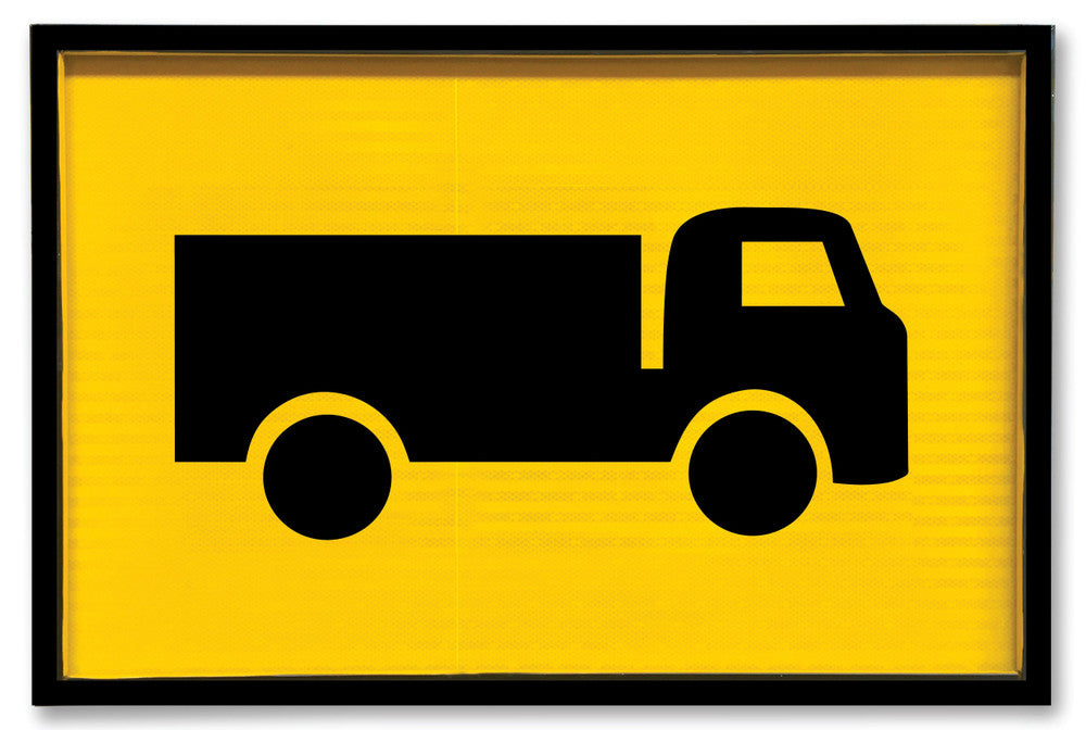 Sign for Box Section TRUCK +graphic Class 1 reflc Blk/Ylw - w900 x h600mm METAL