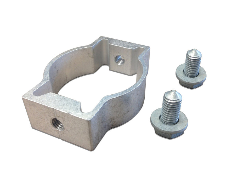 Post Metal fitting - BRACKET Screw fit back and front wth 2x M10 bolt & Wash - for dia 60mm