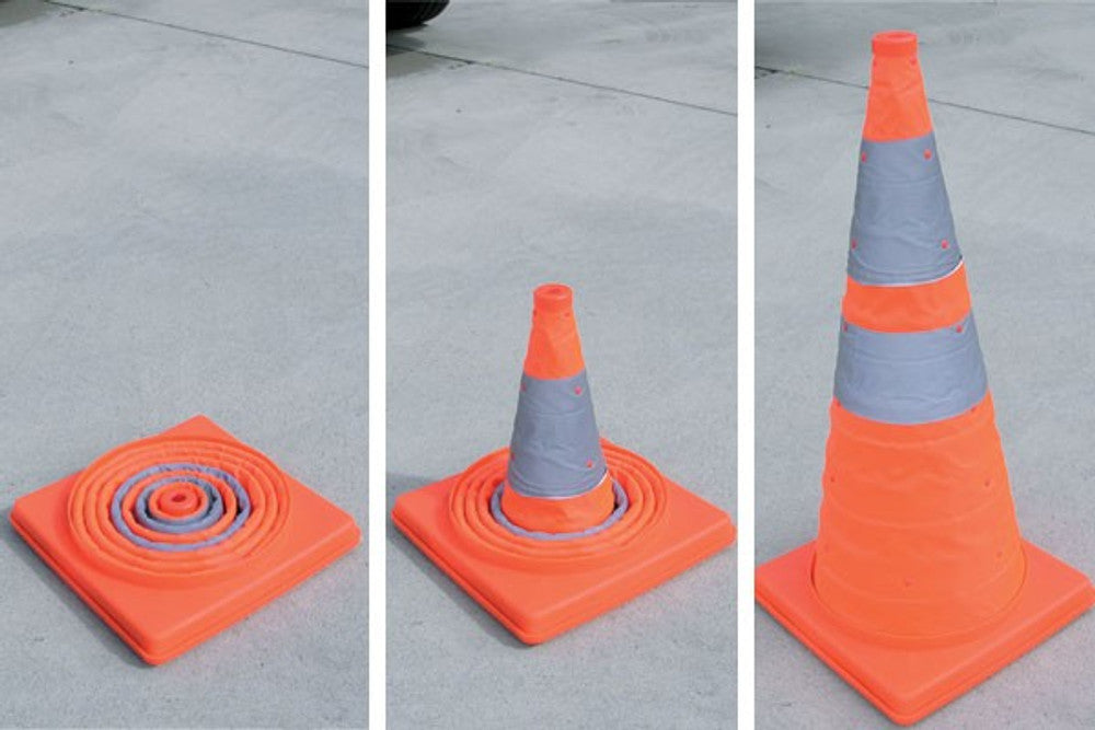 Cone Traffic Collapsible wth plastic base ORANGE - h450mm