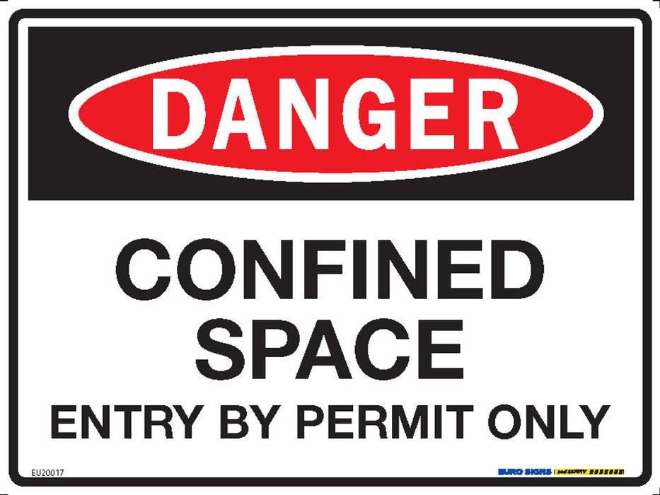 Sign DANGER CONFINED SPACE ENTRY PERMIT ONLY Black/Red/White