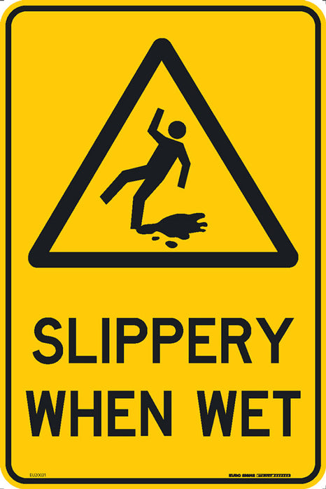 Sign SLIPPERY WHEN WET +graphic Black/Yellow METAL