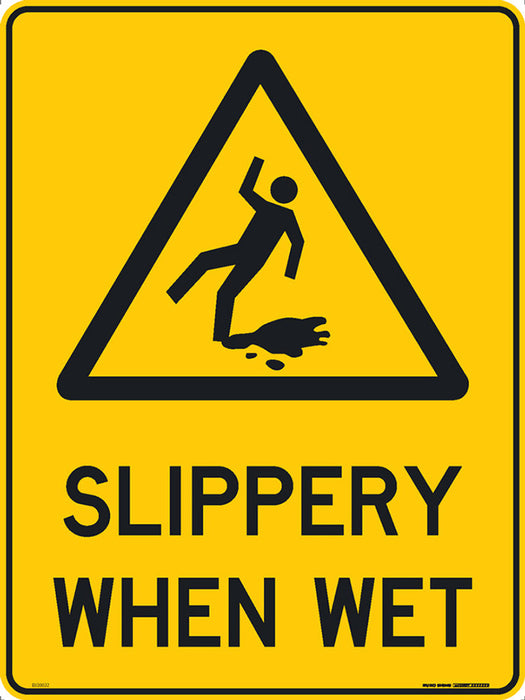 Sign SLIPPERY WHEN WET +graphic Black/Yellow METAL