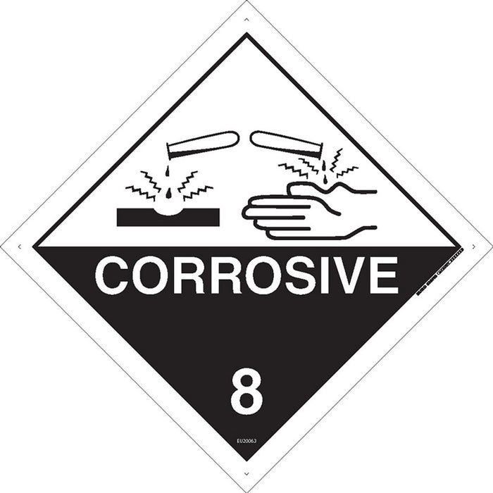 Sign CORROSIVE 8 Class Label diamond Black/White