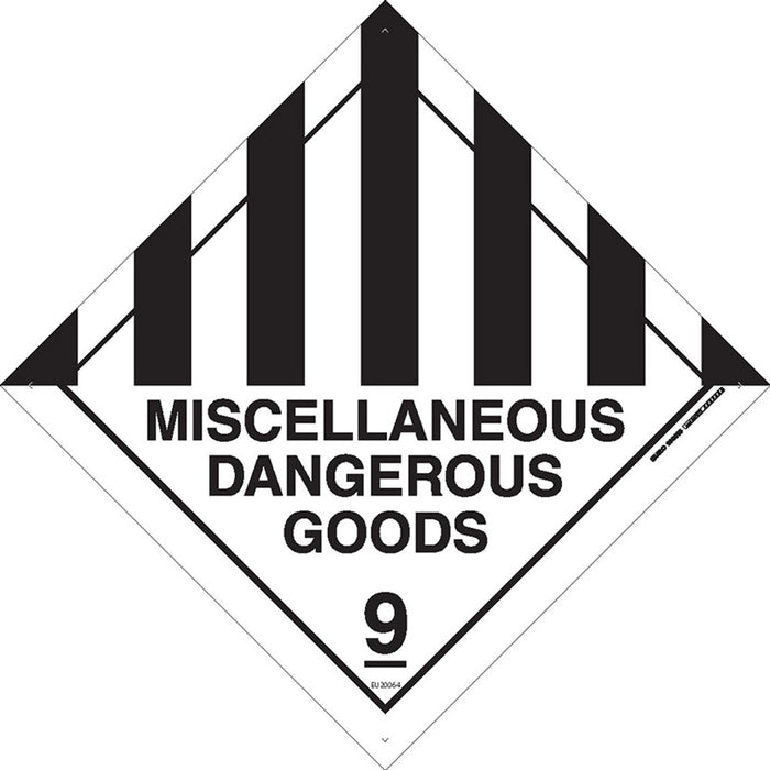 Sign MISC DANGEROUS GOODS 9 Class Label diamond Black/Green DECAL