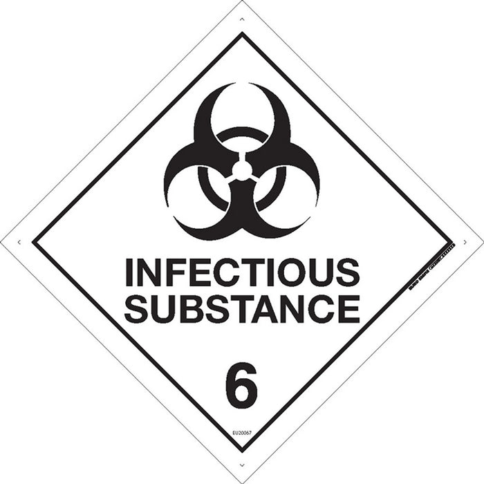 Sign INFECTIOUS SUBSTANCE 6 Class Label diamond Black/White