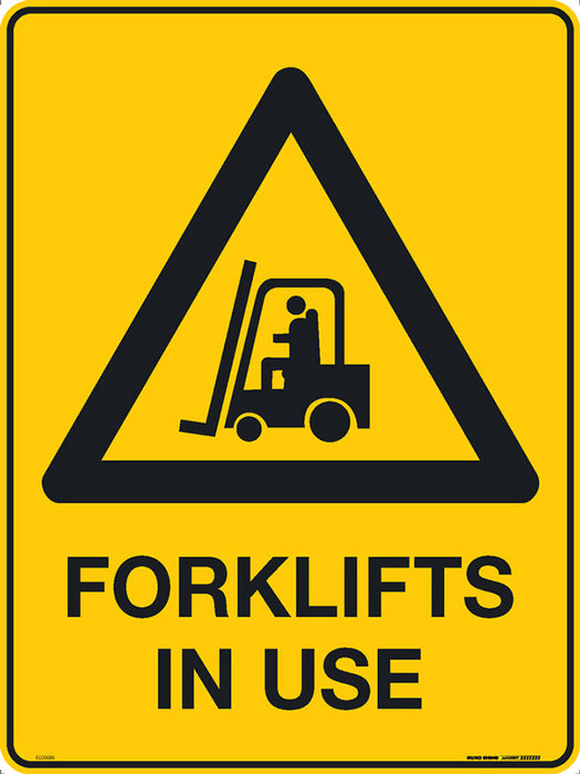 Sign FORKLIFTS IN USE +graphic Black/Yellow METAL