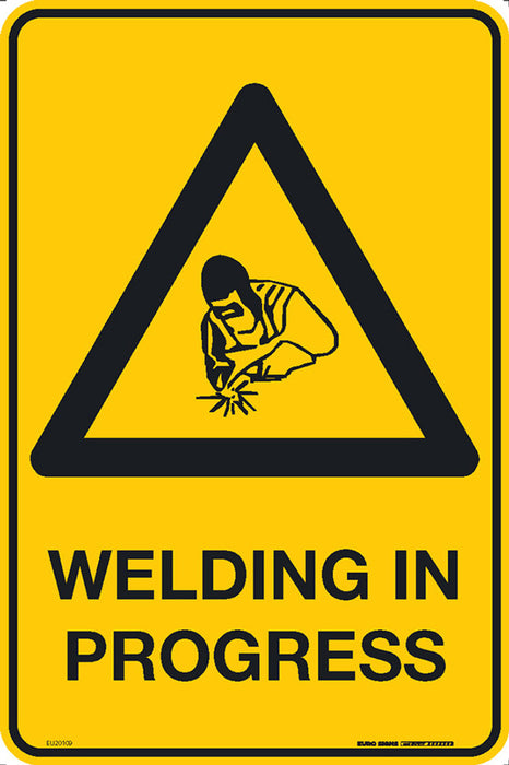 Sign DANGER WELDING IN PROGRESS +graphic Black/Yellow METAL