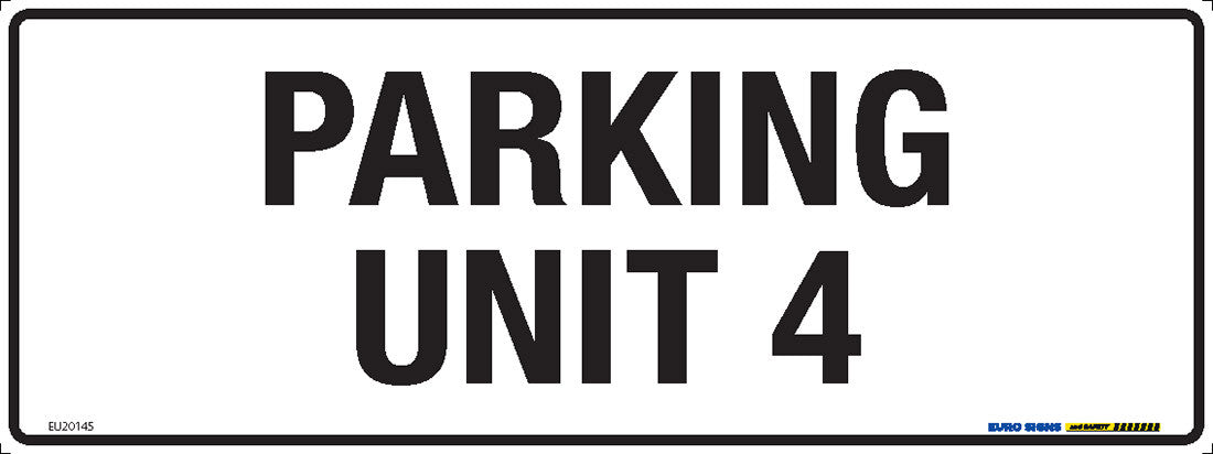 Sign PARKING UNIT Blk/Wht - w400 x h150mm METAL