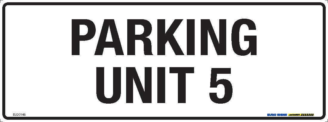 Sign PARKING UNIT Blk/Wht - w400 x h150mm METAL