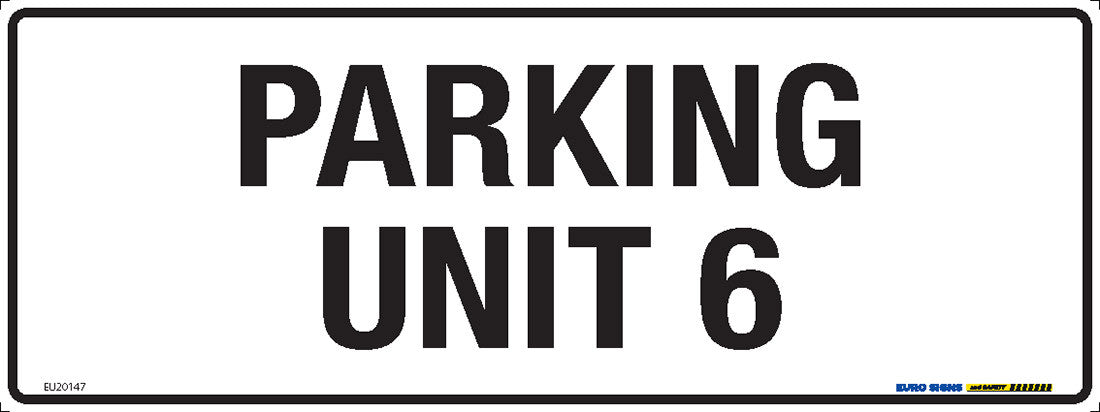 Sign PARKING UNIT Blk/Wht - w400 x h150mm METAL