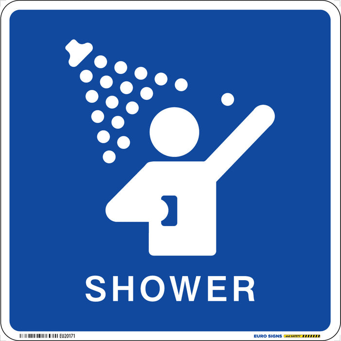 Sign SHOWER +graphic White/Blue