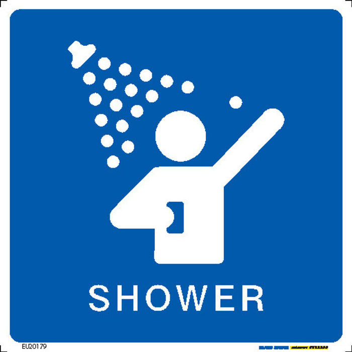 Sign SHOWER +graphic White/Blue