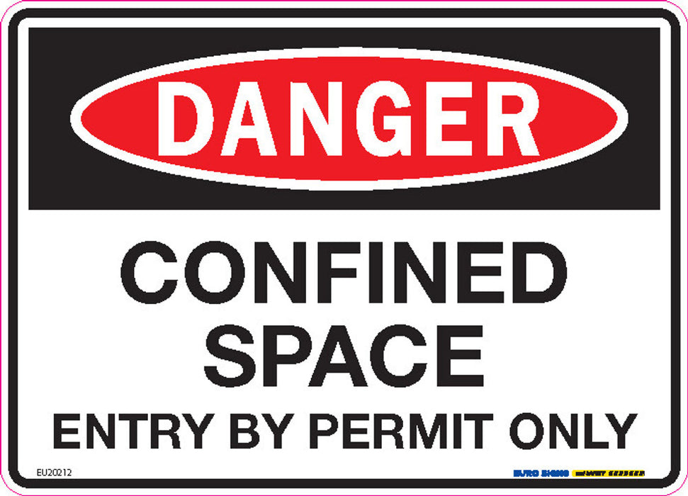 Sign DANGER CONFINED SPACE ENTRY PERMIT ONLY Black/Red/White