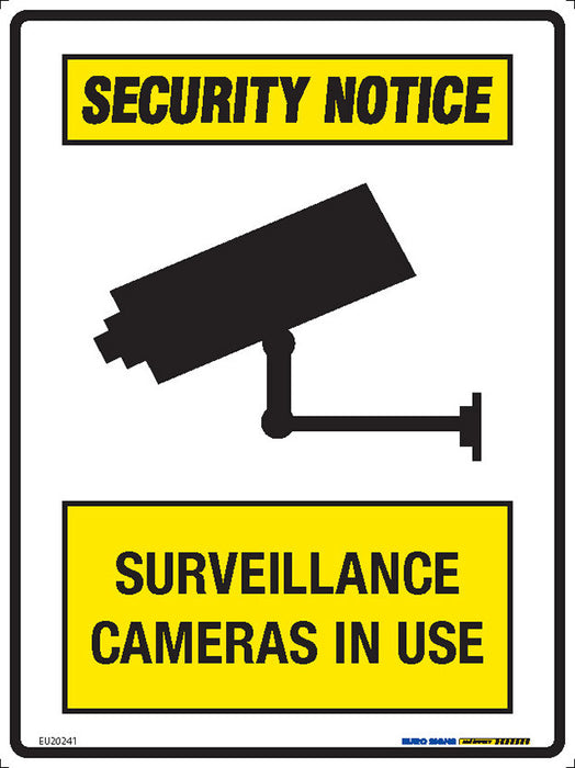 Sign SURVEILLANCE CAMERAS IN USE +graphic Black/Yellow/White — Euro ...
