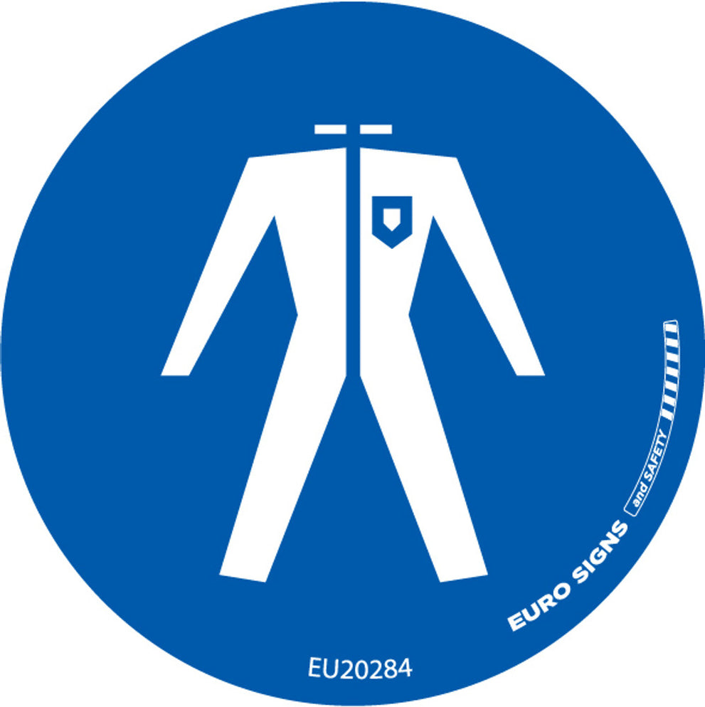 Sign mandatory Coveralls SYMBOL only White/Blue DECAL — Euro Signs & Safety