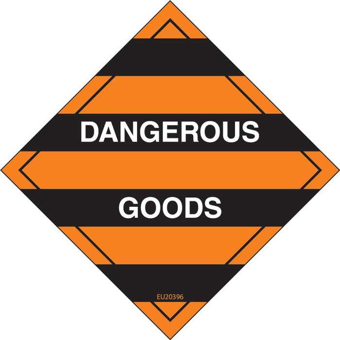 Sign DANGEROUS GOODS Class Label diamond Orange/White/Black DECAL