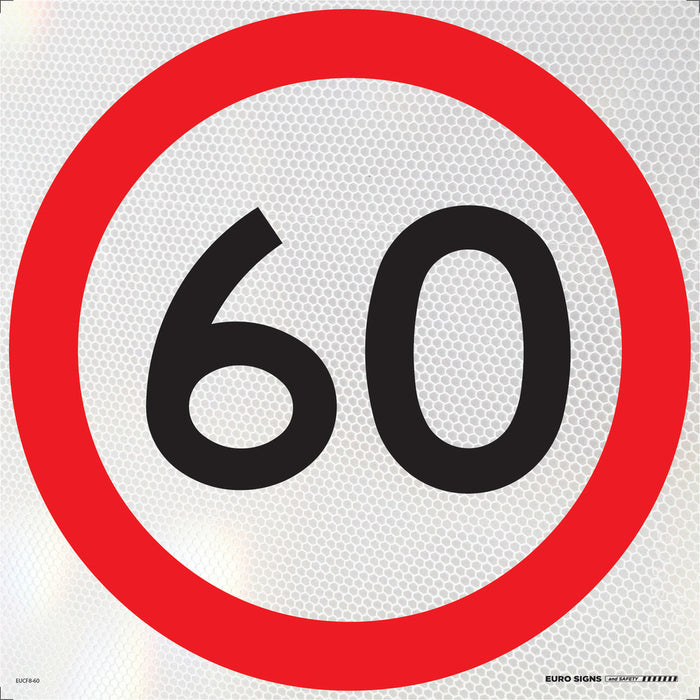 Sign Speed 60km Class 1  Refelct Blk/Red/Wht - 600 x 600mm CORF