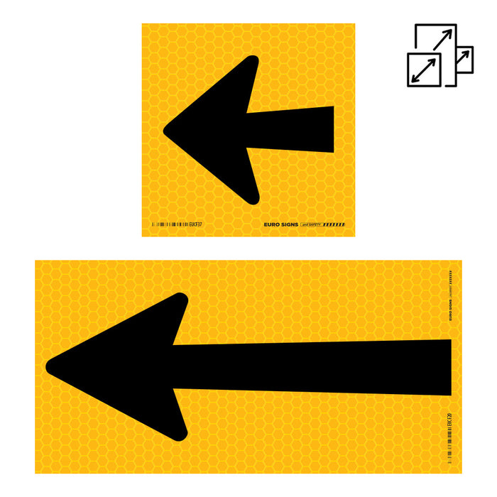 Sign arrow SYMBOL only Class 1 reflective Black/Yellow CORFLUTE