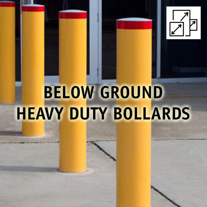 Bollard Metal In Ground HEAVY DUTY 5mm thick Metal galvanised and Powdercoated Yellow