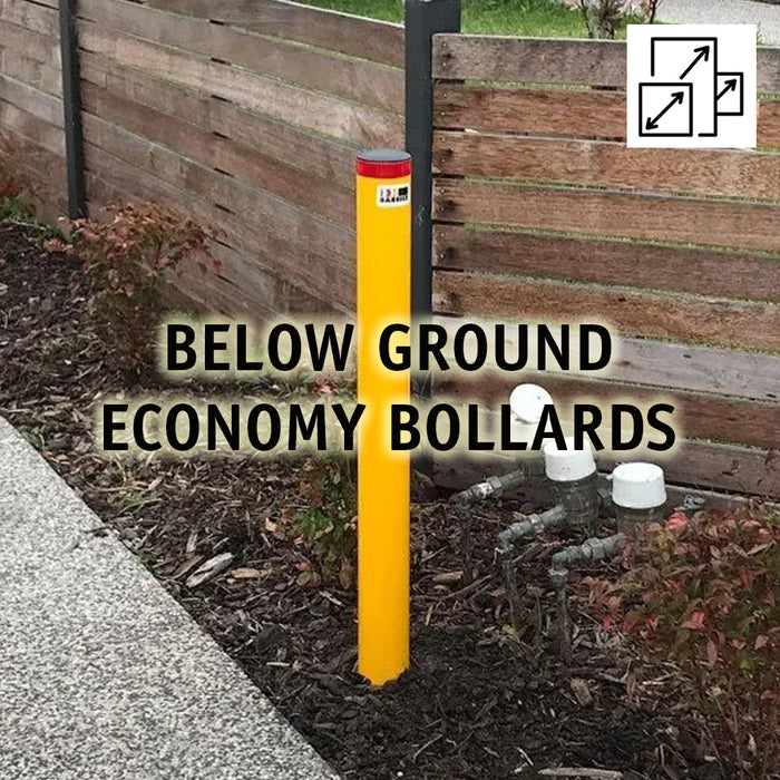 Bollard Metal ECONOMY IN GROUND Galv&Pwd Coat Yellow