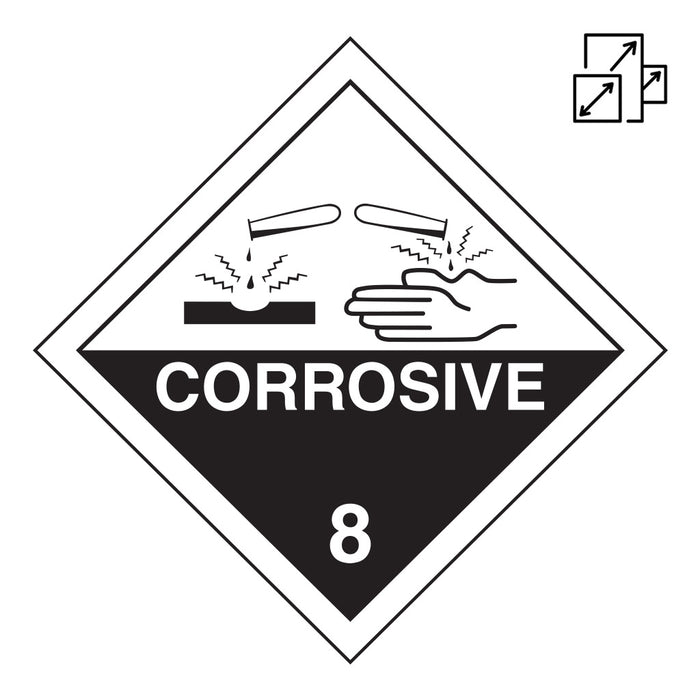 Sign CORROSIVE 8 Class Label diamond Black/White