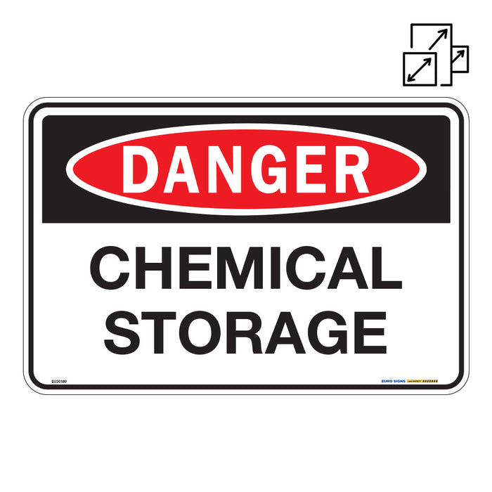 Sign DANGER CHEMICAL STORAGE Black/Red/White