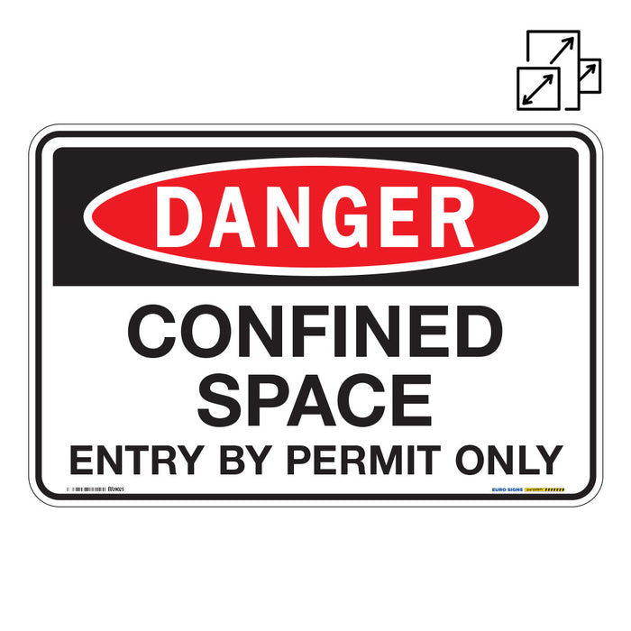 Sign DANGER CONFINED SPACE ENTRY PERMIT ONLY Black/Red/White