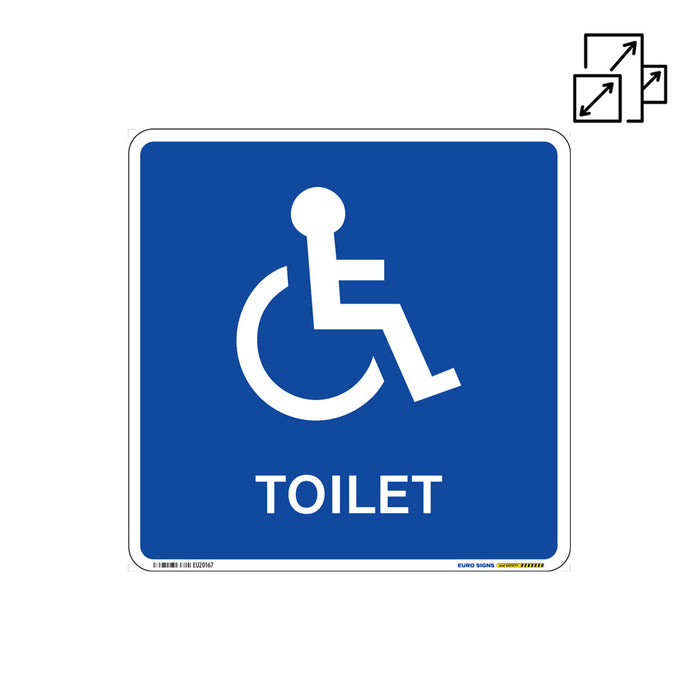 Sign TOILET DISABLED White/Blue