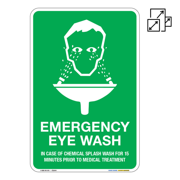 Sign EMERGENCY EYE WASH +graphic White/Green