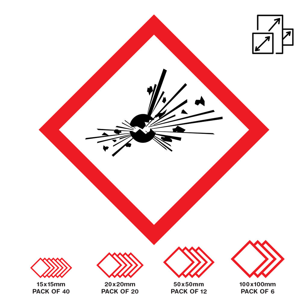 Explosive Red Sticker Label ghs EXPLOSIVE Black/Red/White DECAL — Euro Signs & Safety