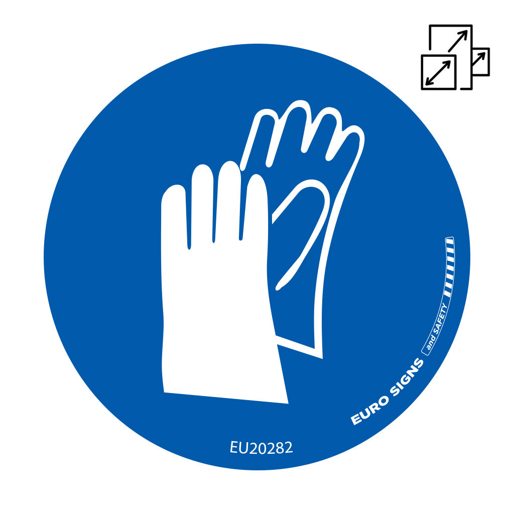 Sign Gloves SYMBOL White/Blue DECAL — Euro Signs & Safety