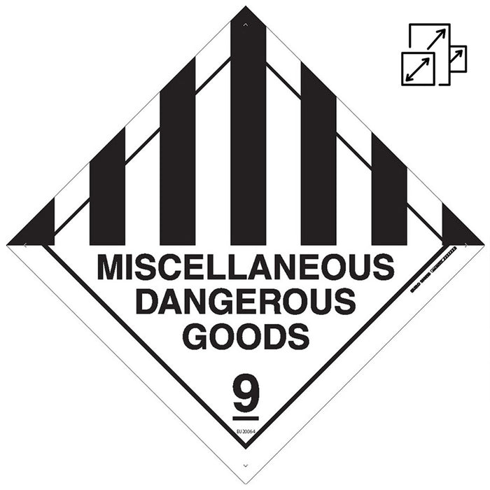 Sign MISC DANGEROUS GOODS 9 Class Label diamond Black/Green DECAL