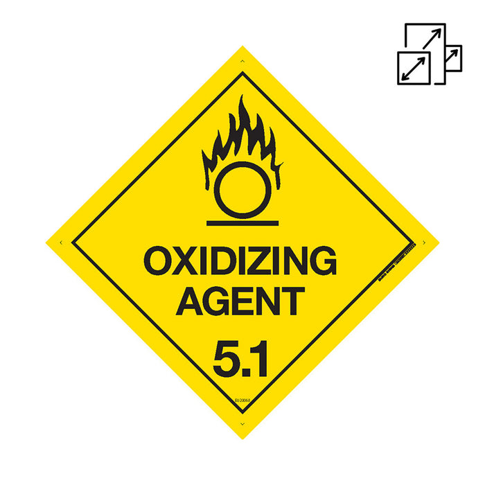 Sign OXIDIZING AGENT 5.1 Class Label diamond Black/Yellow