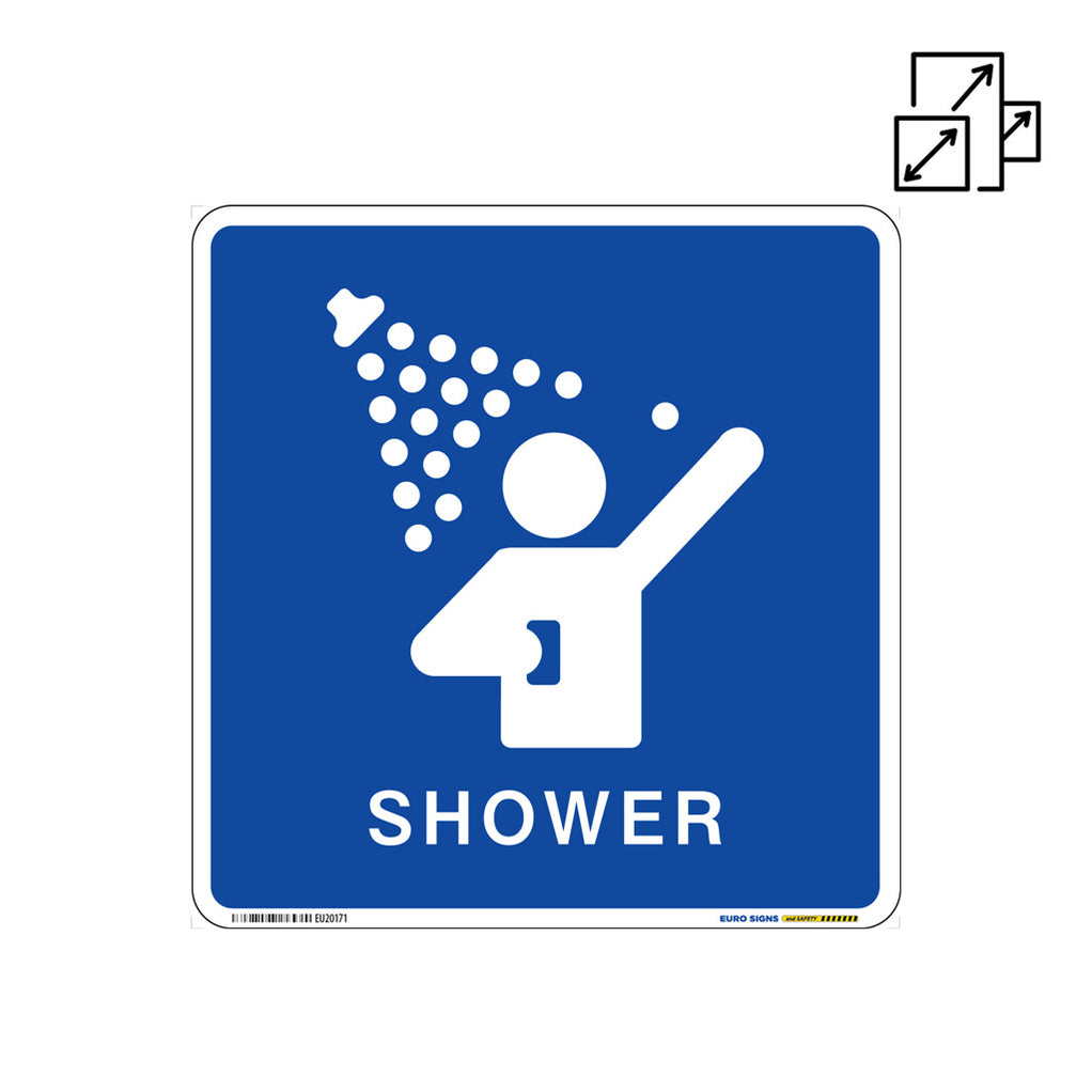 Js106 Shower Sign Sign SHOWER +graphic White/Blue — Euro Signs & Safety