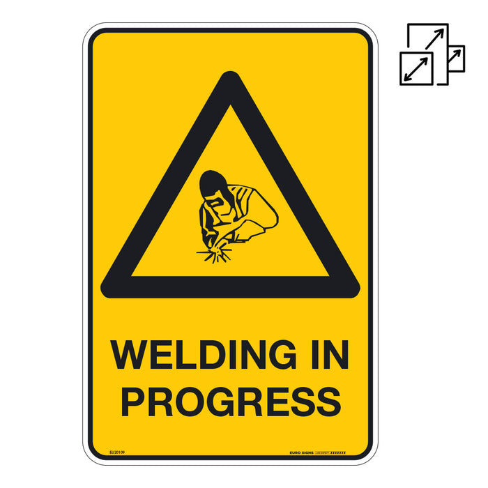 Sign DANGER WELDING IN PROGRESS +graphic Black/Yellow METAL