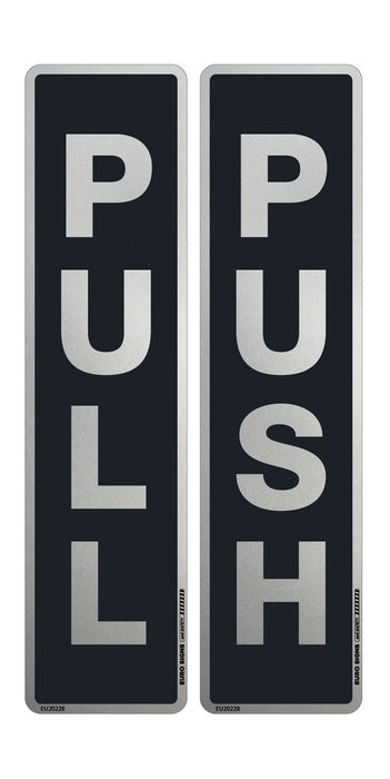 Sign PUSH + PULL - per Pair Black/Silver DECAL