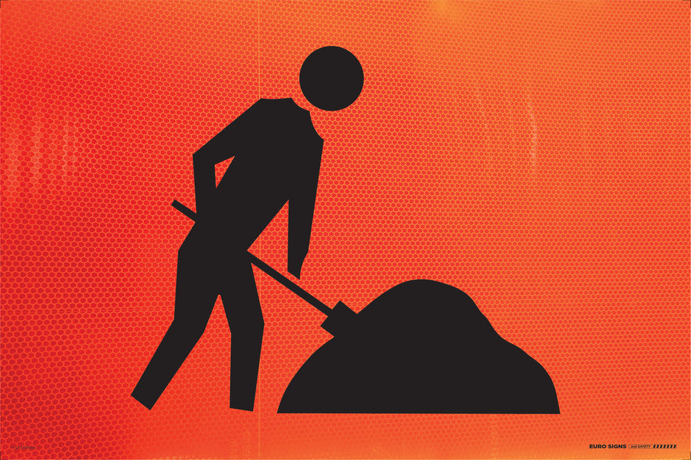 Sign WORKMAN SYMBOL Class 1 reflective Black/Orange — Euro Signs & Safety