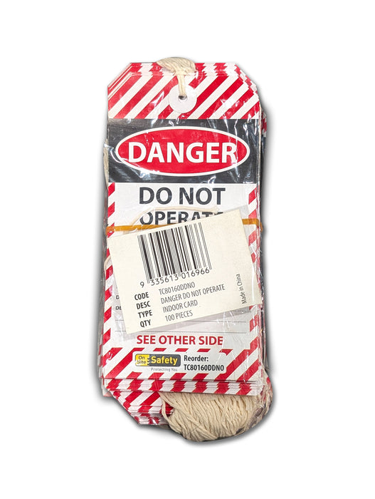 Sign DANGER DO NOT OPERATE LOCKOUT TAGS x 100qty - d/sided CARD
