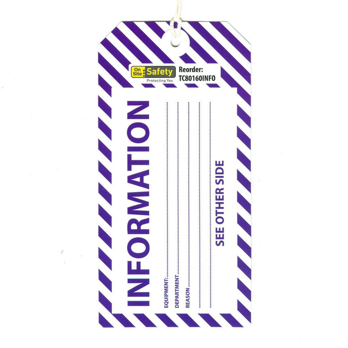 Tag INFORMATION with area to be completed - CARD with string x 100qty ...
