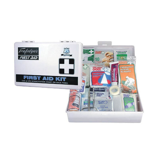 20 x Adhesive Plastic Strips
1 x Antiseptic Cream 25G Tube
1 x CPR Resuscitation Shield
1 x Crepe Bandage Medium
7.5cm x 2m
1 x Eye Pad
1 x First Aid Guide
2 x Gloves Disposable
1 x Instant Cold Pack Small
1 x Non-Adherent Dressing
5cm x 7.5cm
1 x Plastic Magnifier
12 x Safety Pins Assorted
1 x Scissors
2 x Sodium Chloride Pods 20ml
1 x Splinter Probe Disposable
1 x Sunscreen Sachet 50+ 10ml
1 x Thermal Rescue Blanket
1 x Triangular Bandage
1 x Tweezers
2 x Wound Cleansing Wipe